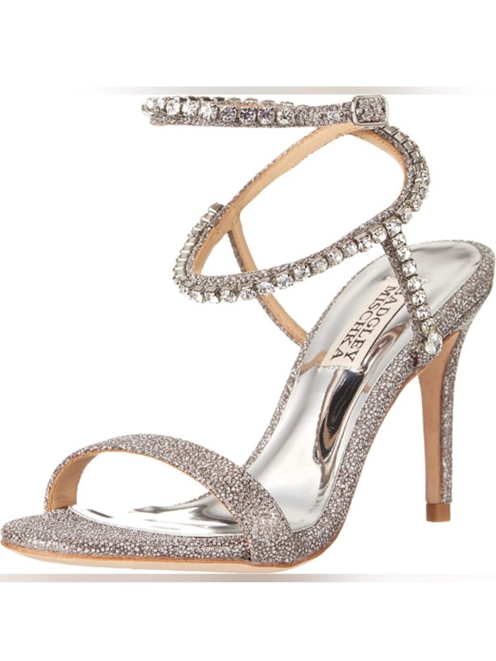 Badgley Mischka Claudette Diamond Evening Heel Sandals - Size 9 EUC